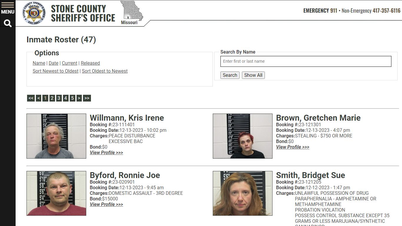 Inmate Roster - Current Inmates Booking Date Descending - Stone County ...